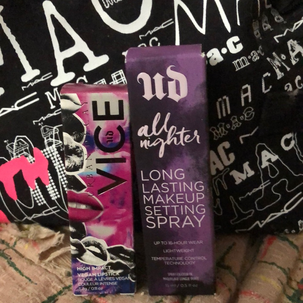 Urban Decay Vice High Impact Vegan Lipstick in Gridlock + UD All Nighter Spray